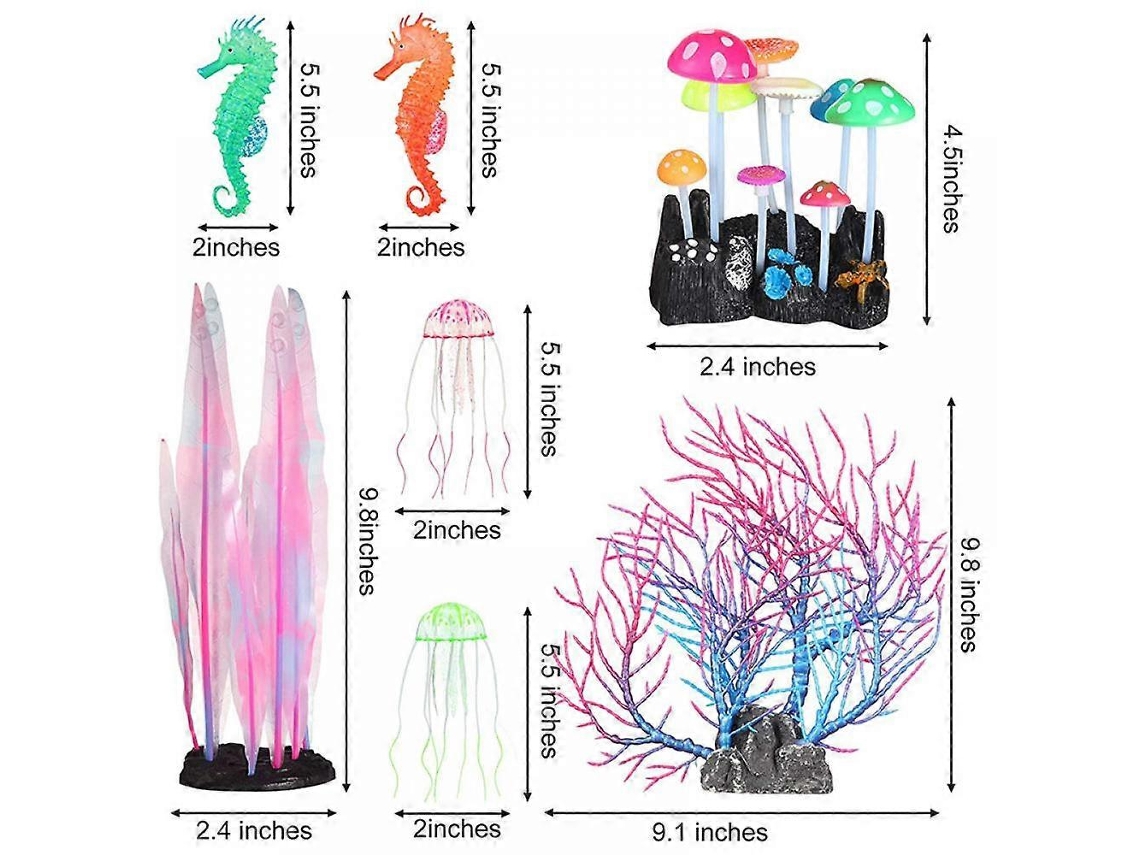 Medusas y caballitos de mar luminosos flotantes para acuarios, 7 piezas, Rosewell