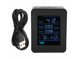 Detector De Calidad Del Aire Bluetooth 5 En 1 Znaz2co3tb Que Monitoriza El Co2, La Temperatura Y La Humedad Para El Hogar Y La Oficina - Negro