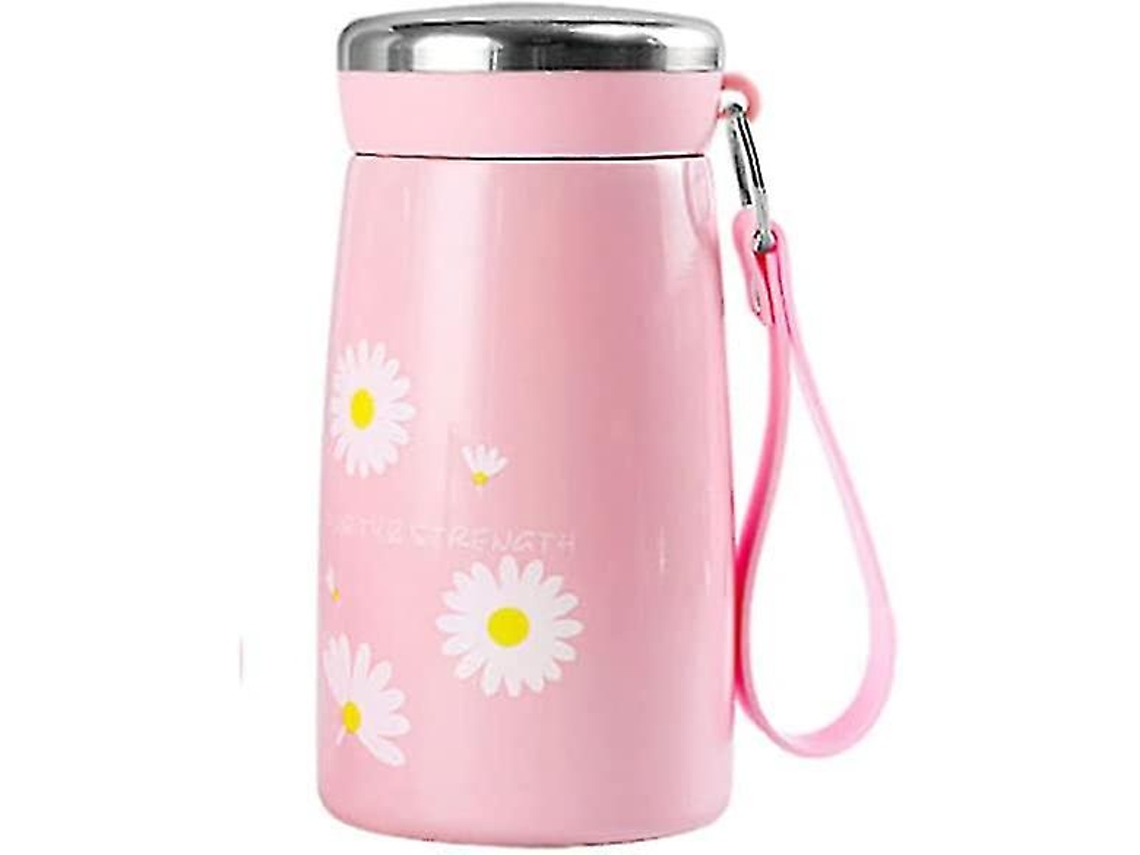 Botella térmica portátil para bicicleta eléctrica Ly con diseño creativo de margaritas (rosa)