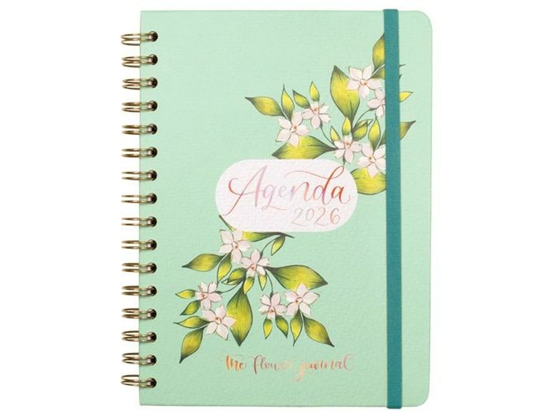 Agenda Finocam The Flower Journal A5 15,5 x 21,2 cm Verde 2026