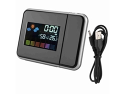 2026-proyector De Clima Led Digital Con Calendario, Humedad, Alarma Y Reloj Proyección Negro