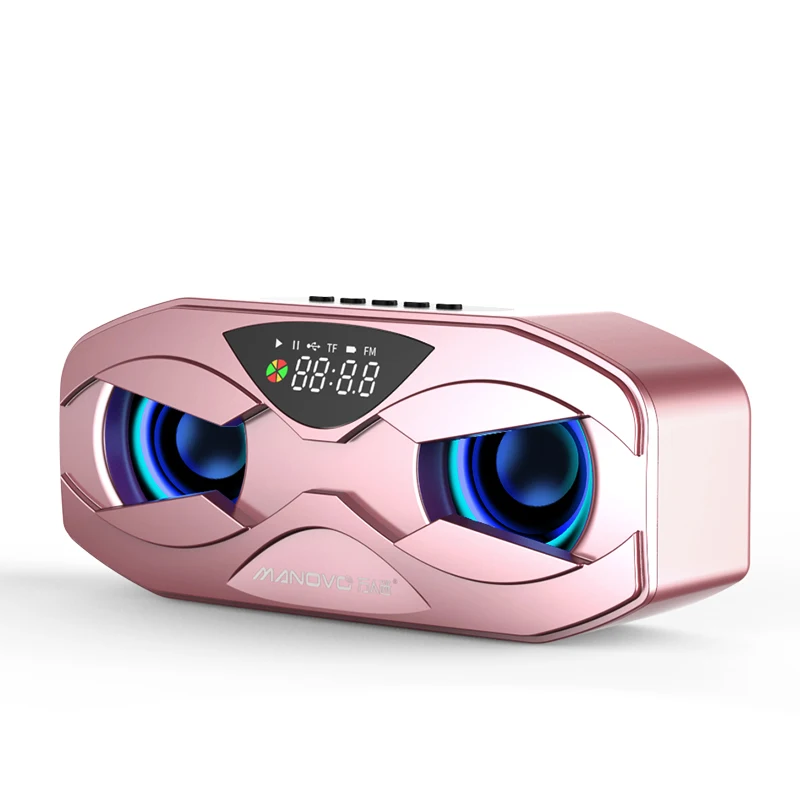 Altavoz Bluetooth (rosa), Sonido Envolvente 6d Para El Hogar, Con Reloj Led Y Luces Llamativas, Radio Fm.