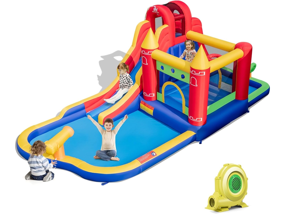 Castillo Hinchable Grande, 7 en 1 Castillo Hinchable Acuatico, Castillo Hinchable para Niños 3-10 Años, Insuflavel Criança Interior Exterior COSTWAY