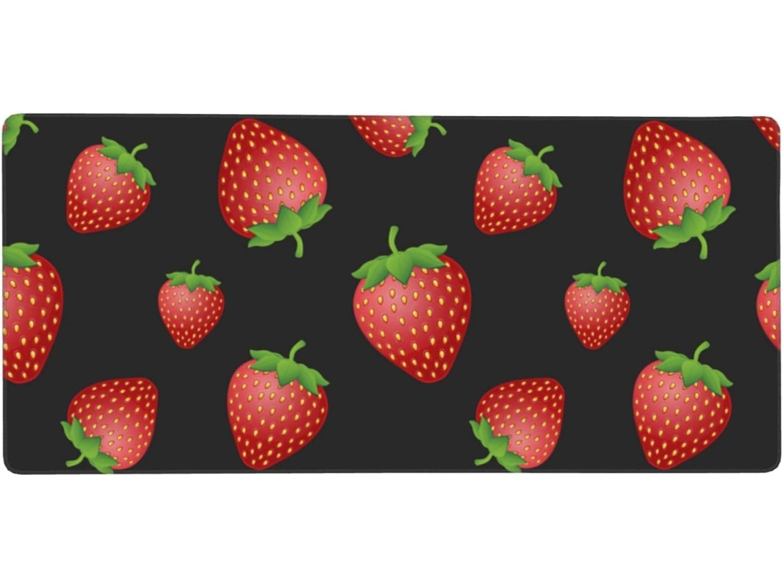 Besportble Alfombrilla De Ratón De Gran Formato Strawberry Rose Con Estampado De Fresas Y Goma Antideslizan...