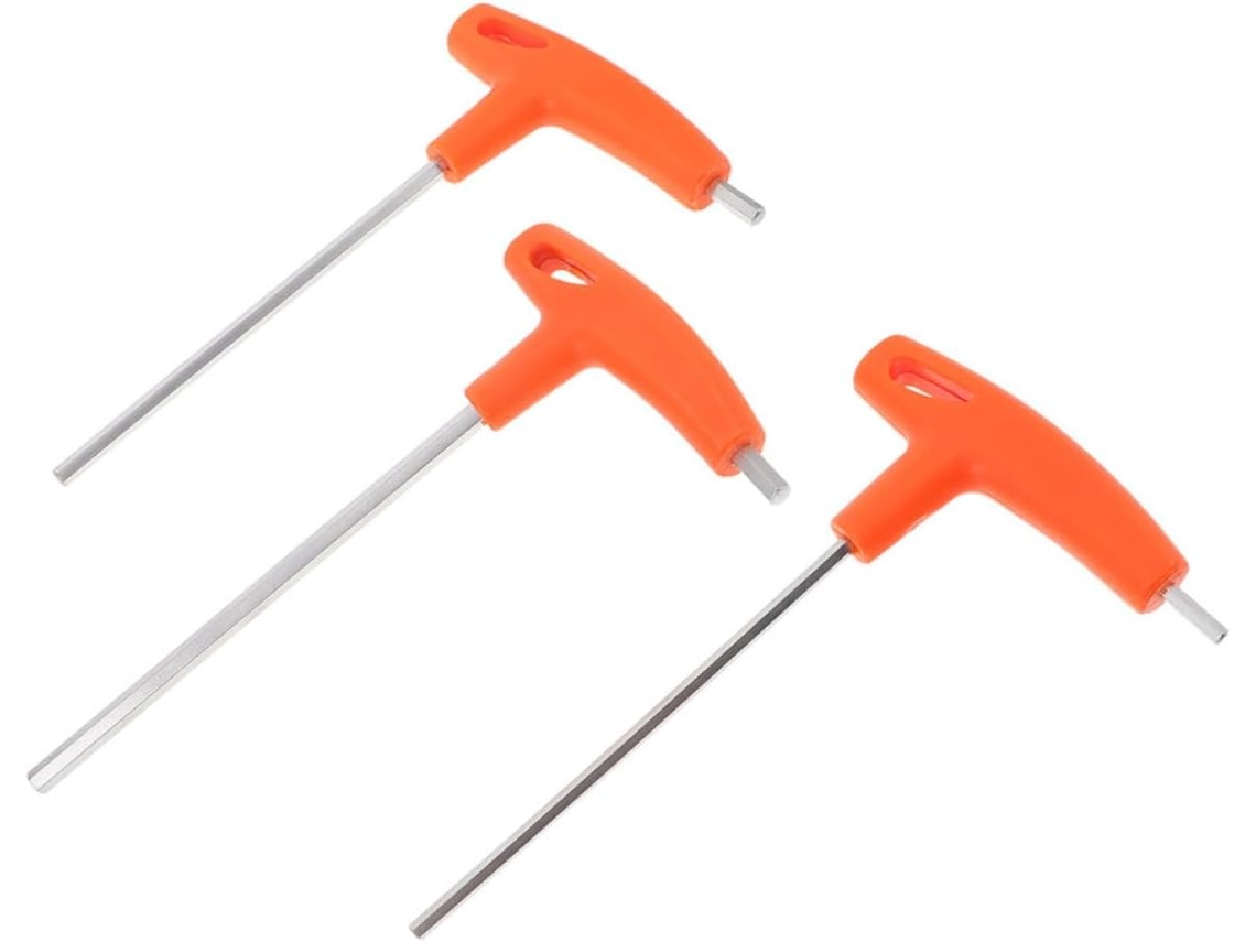 Juego de 3 llaves fijas en forma de T con llave hexagonal interna para reparaciones de bicicletas y automóviles.