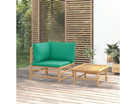 MAISON EXCLUSIVE Set de muebles de jardín 2 piezas bambú con cojines verde