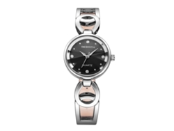 Reloj De Pulsera Para Mujer Con Diamantes De Imitación, Esfera Redonda, Movimiento De Cuarzo, Resistente Al Agua, Color Negro.