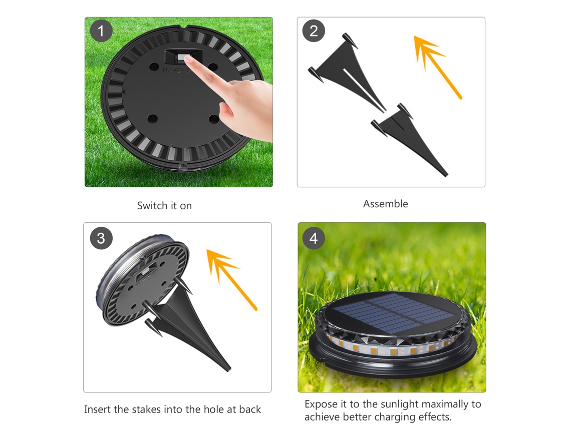 Luces Solares Para Jardín Led Luz Cálida Ip68 Impermeable Para Senderos Patio Terraza Jardin Paisaje