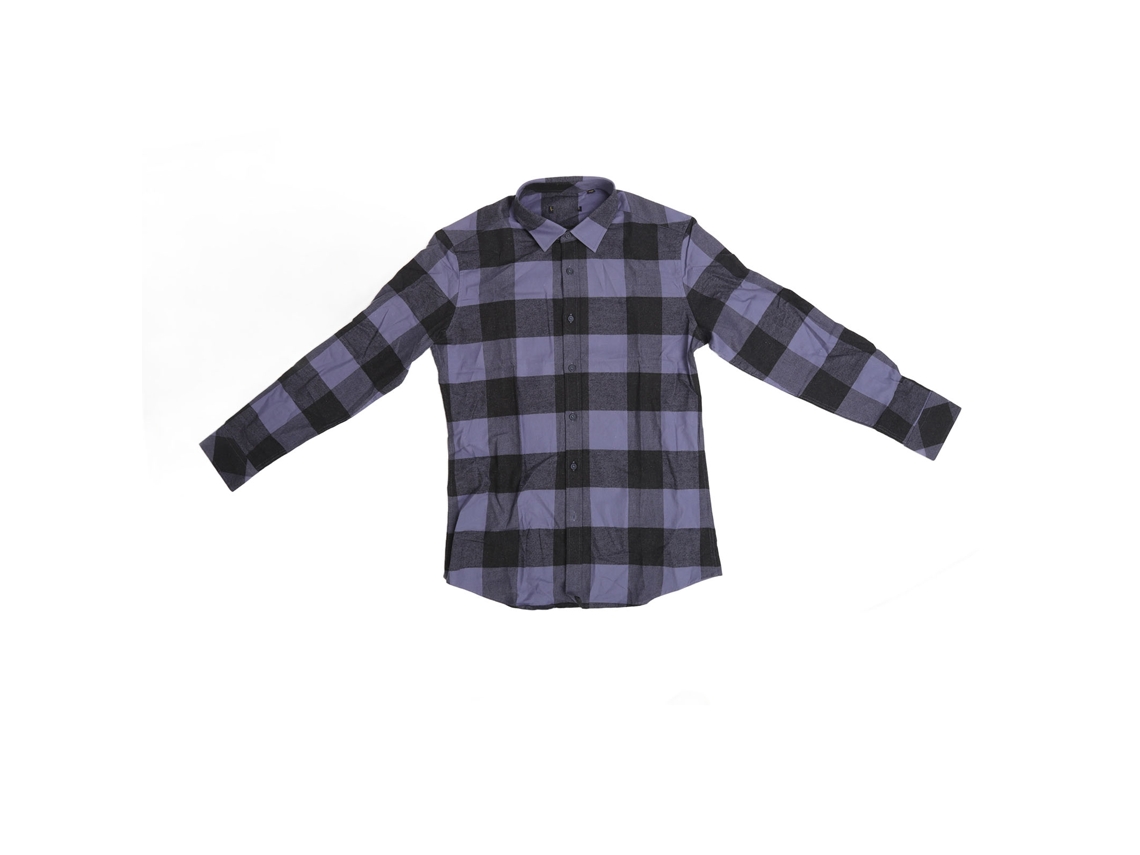 Camisa De Manga Larga A Cuadros Para Hombre, Algodón, Clásica, Cómoda, Cuadros Azules 170/88a(39)