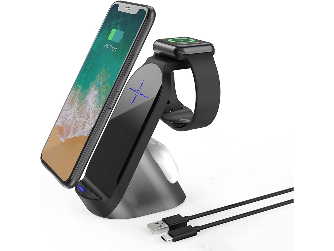 Estación de Carga Sem Rápido Qi para iPhone 11 Pro/Xs/12/11 Pro Max/11 YIZHOOD Negro
