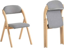 Silla SOBUY (Marrón y Gris - Madera - 47x57x79 cm)