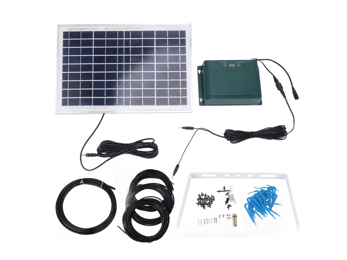 Kit de riego solar automático por goteo para jardín y balcón