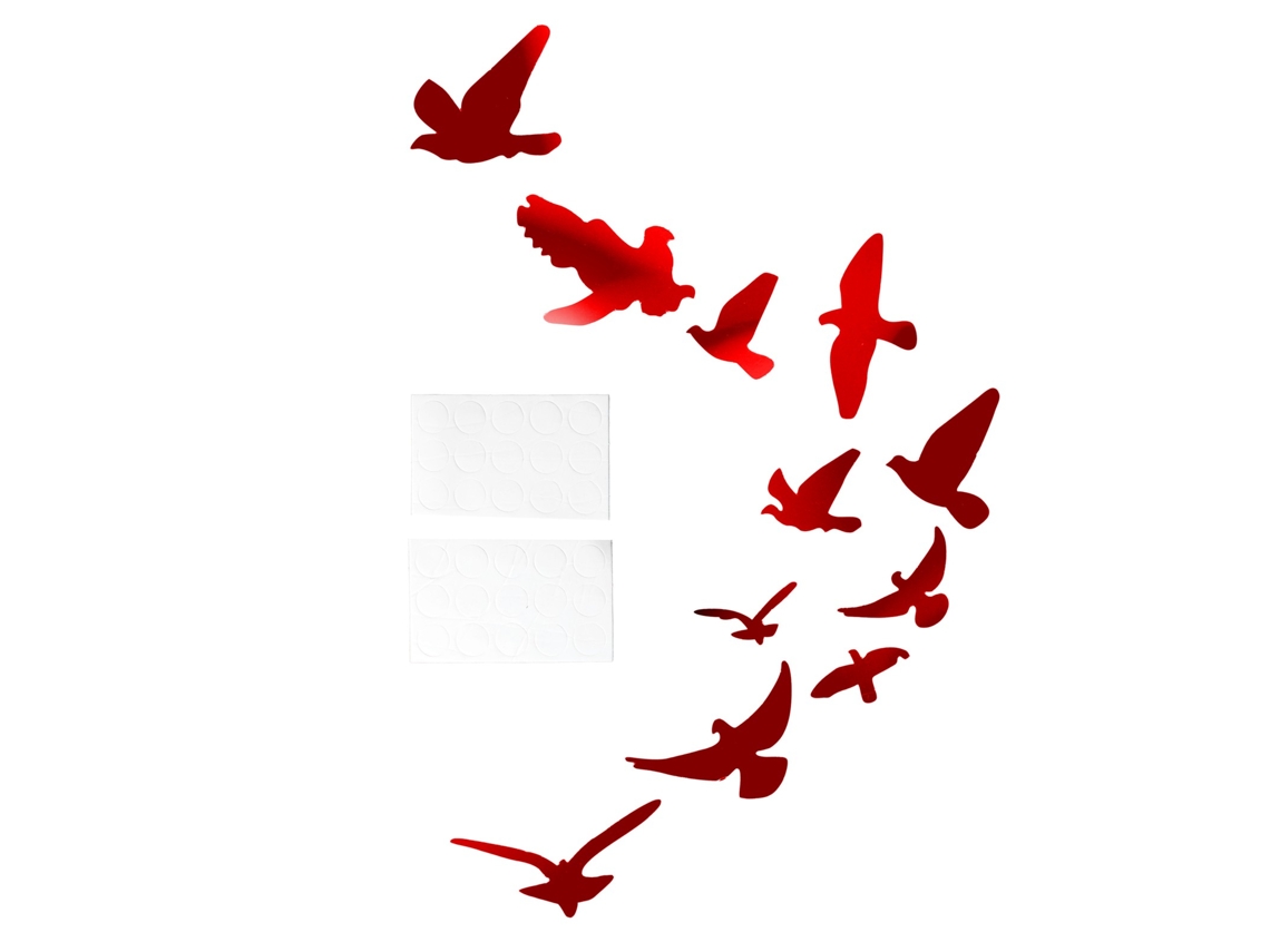 Pegatina de pared con espejo 3D de pájaros de dibujos animados para dormitorio y sala de estar Kofihety