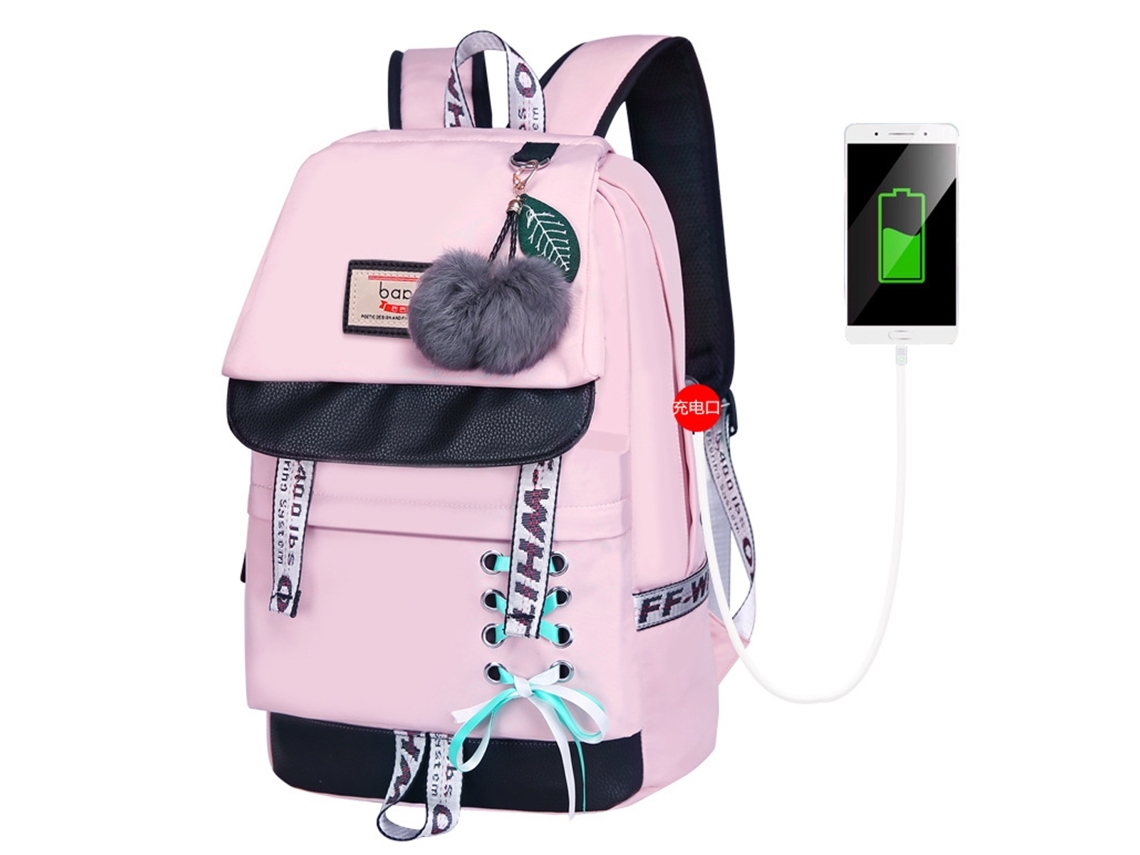 Mochila escolar para chicas de secundaria, mochila de gran capacidad para actividades al aire libre, color rosa.