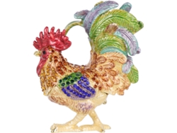 Caixa De Joias Decorativa Em Forma De Galo Com Strass Azuis Da Nuobesty, Compacta E Ideal Para Guardar Joias.