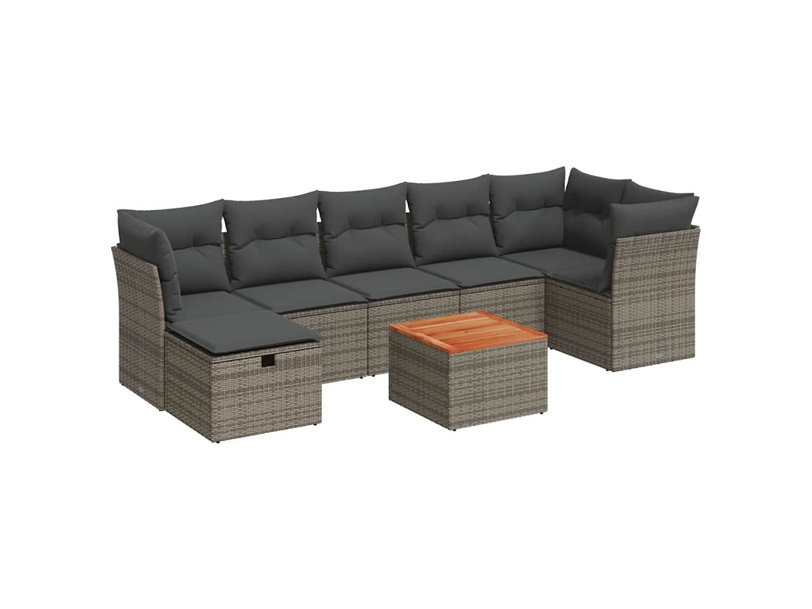 Maison Exclusive - Set De Sofás De Jardín Y Cojines 8 Piezas Ratán Sintético Gris