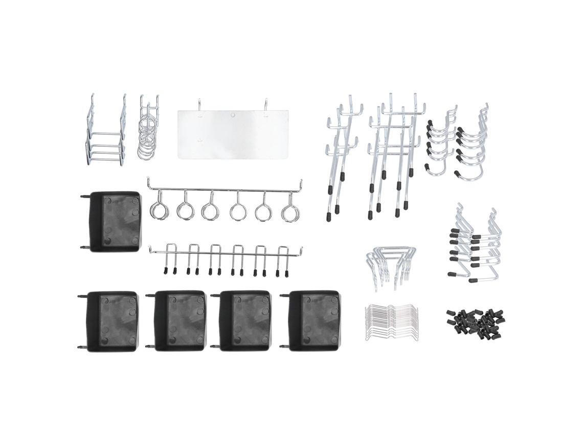 Set De Herramientas De Gancho Y Bandeja Para Tablero Pegboard, 140 Piezas, Aleación, Almacenamiento, Plata