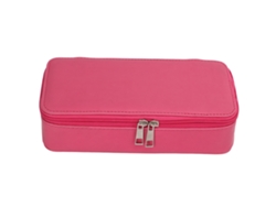 Estuche Para Lápices De Gran Capacidad Con 2 Compartimentos, Material De Piel Sintética, Para Niños, Color Rosa Y Rojo.