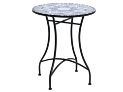 Mesa auxiliar redonda para jardín, Ø60x71cm, con tablero de mosaico, capacidad de 100 kg.