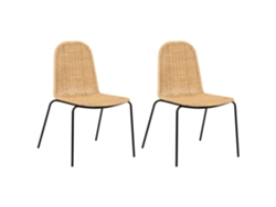 Cadeiras De Refeição Com Trançado Em Estilo Boho Beliani Roxton De Rattan Natural 56x54x85