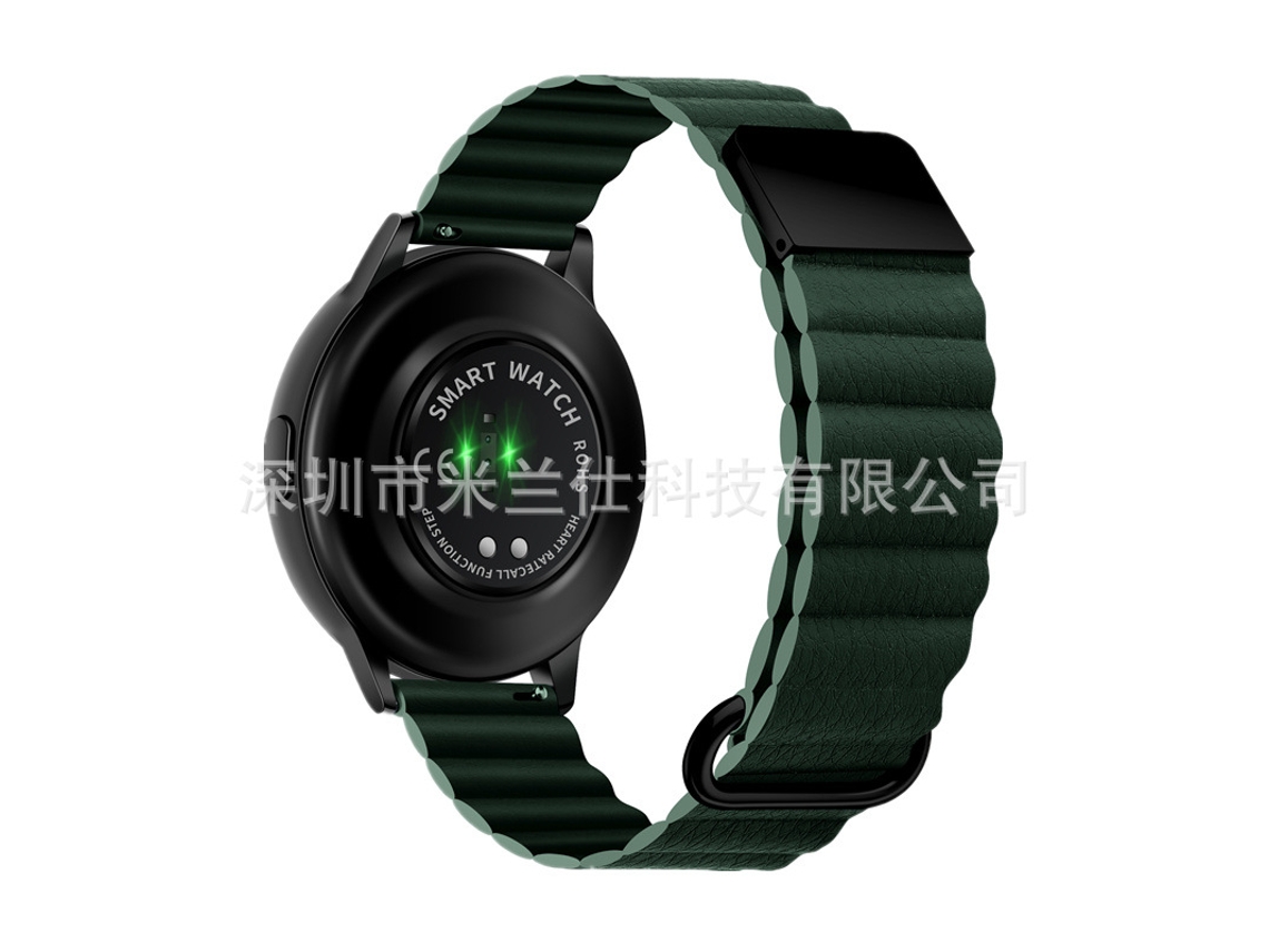 Correa de piel auténtica con cierre magnético inverso para Samsung Galaxy Watch 4, verde cedro, 18 mm, Yunzii (con 2 pasadores de repuesto)