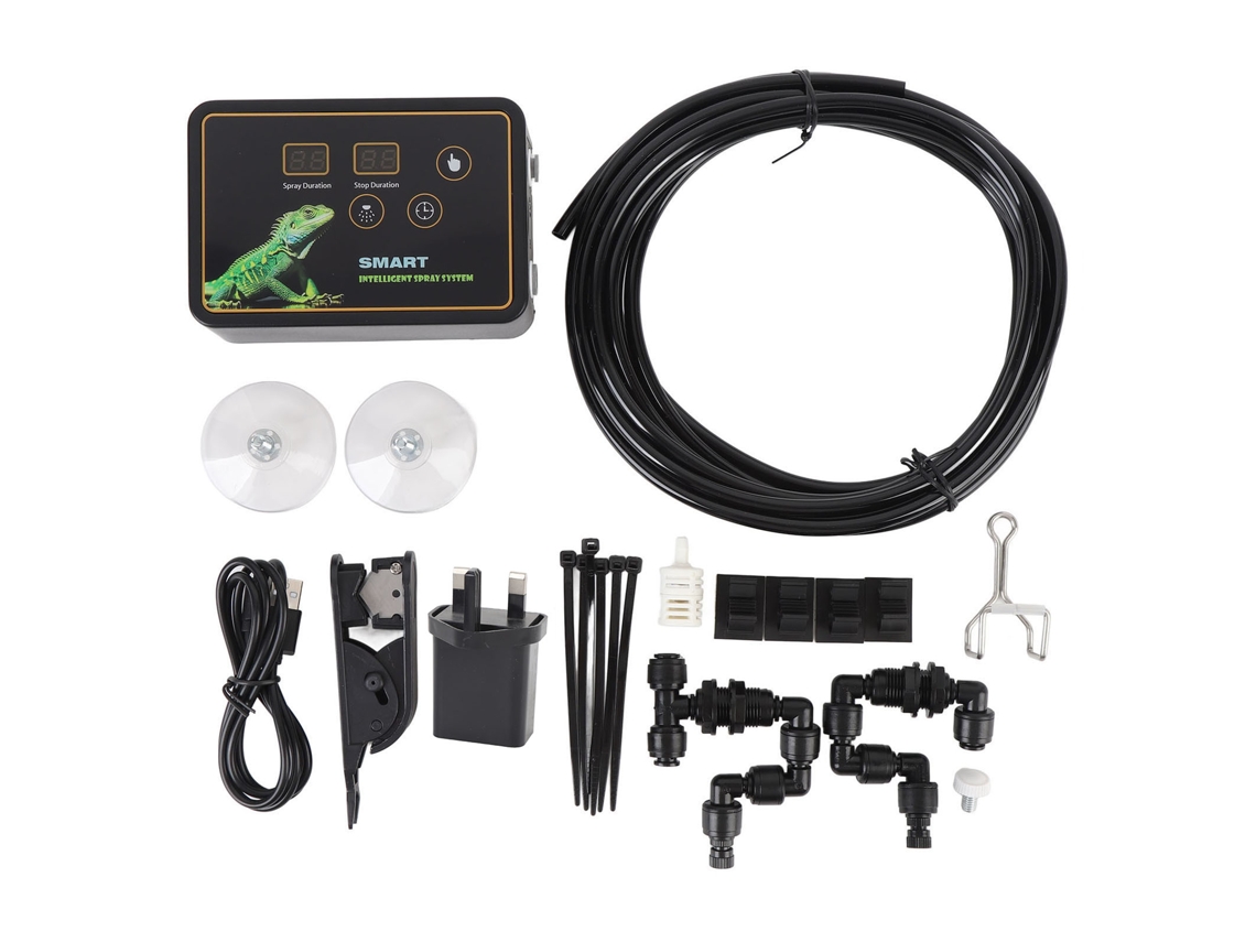 Sistema automático de nebulización para reptiles con temporizador y boquillas ajustables de 360°