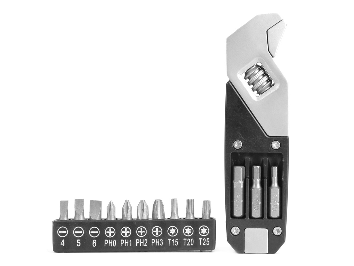 Llave hexagonal plegable de acero inoxidable con 10 puntas para reparaciones domésticas.