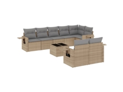 Maison Exclusive - Set De Sofás De Jardín 9 Pzas Con Cojines Ratán Sintético Beige