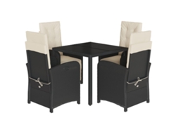 Maison Exclusive - Juego de comedor de jardín de 5 piezas con cojines de mimbre negros
