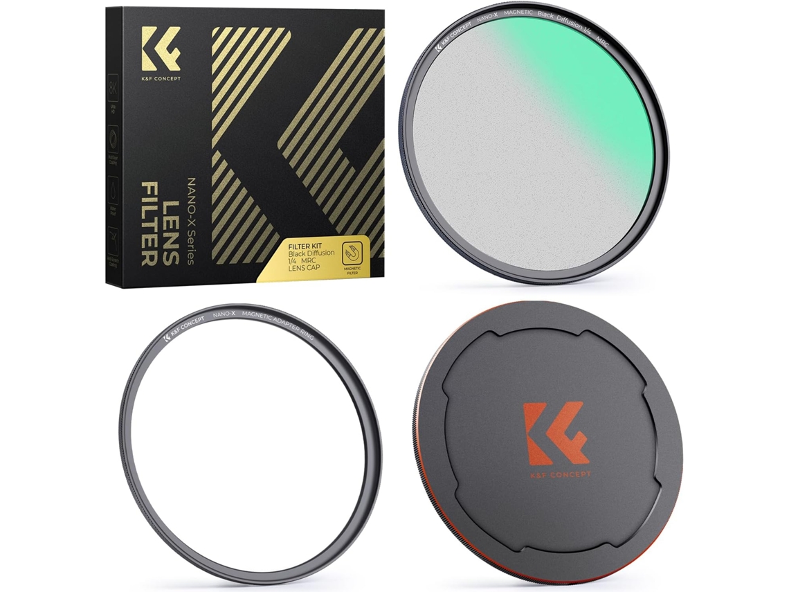 Kit De Filtro De Difusão Magnético Preto 1/4 Com Anel E Tampa De 82 Mm