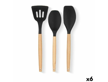 Set de Utensilios para Cocina Madera Silicona (6 Unidades)