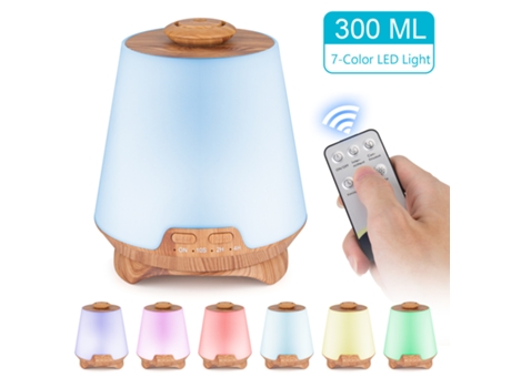 Difusor De Aroma Humidificador VANJL Led Difusor De Aceite Esencial Ultrasónico 300 Ml-Marrón
