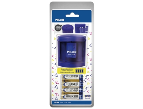 Apontador de Lápis Elétrico Power Sharp Pack Blister Pilhas Incluídas Transparentemilan