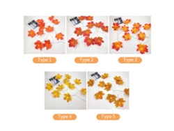 Tiras De Luces Led Con Diseño De Hoja De Arce Para Halloween, 40 Led, 6 M, Ip65, Funcionan Con Pilas.