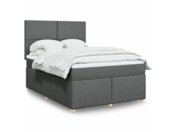 Cama Box Spring Con Colchón Tela Gris Oscuro 160x200 Cm