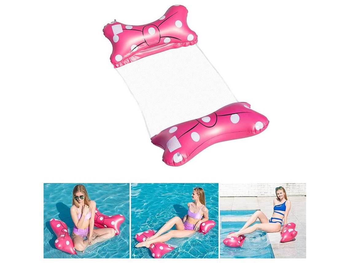 Hamaca Flotante Inflable 4 En 1, Cama Flotante Ligera E Impermeable (lazo Rosa)