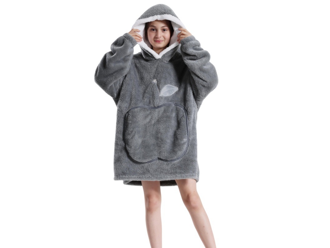 Manta Con Capucha, Sudadera Con Capucha De Felpa, Manta Ponible, Bata De Baño Para Niños (gris Claro) Cuich
