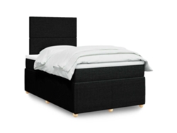 Cama Box Spring Con Colchón Tela Negro 120x200 Cm