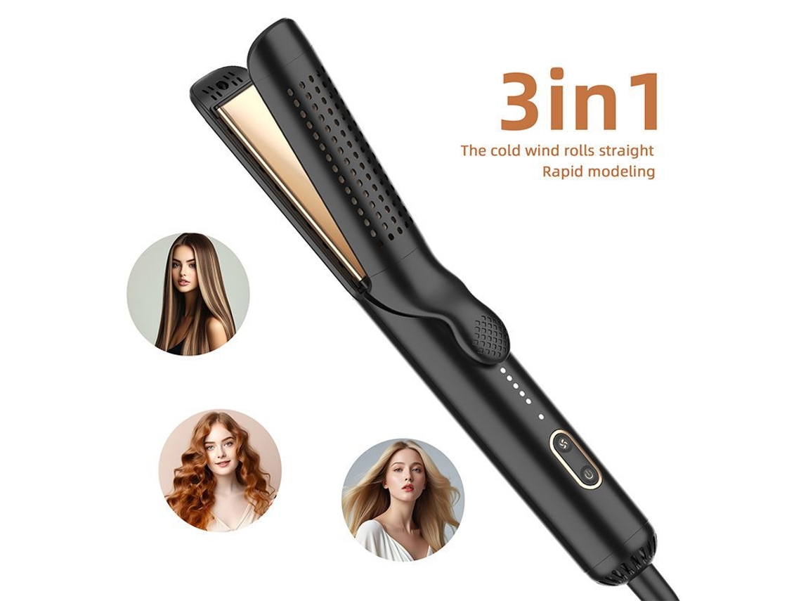 Plancha de pelo multifuncional 3 en 1 con placas MDUG (negra, estándar europeo)