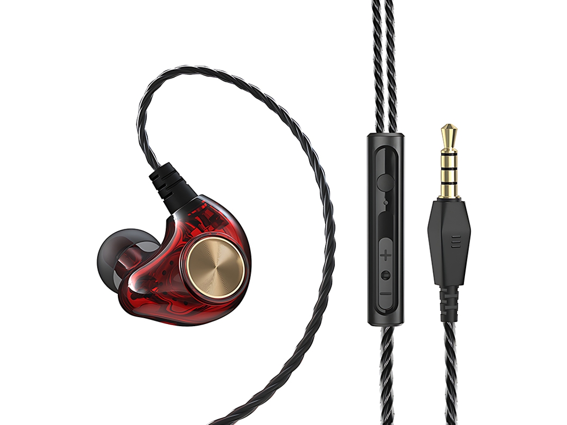 Auriculares Con Cable (rojos), Graves Profundos, Estéreo, Con Cancelación De Ruido Y Micrófono.