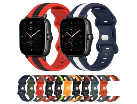 Correa Smartwatch para Amazfit GTS 2E 20mm Hebilla Mariposa de Silicona Bicolor (Rojo + Negro)