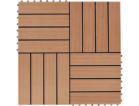 vidaXL Baldosas de porche de WPC 30x30 cm 1 m² color teca 11 unidades