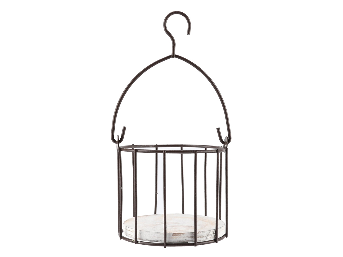 Cesta Colgante De Hierro Con Base De Madera, Estilo Nórdico, Para Plantas Artificiales.