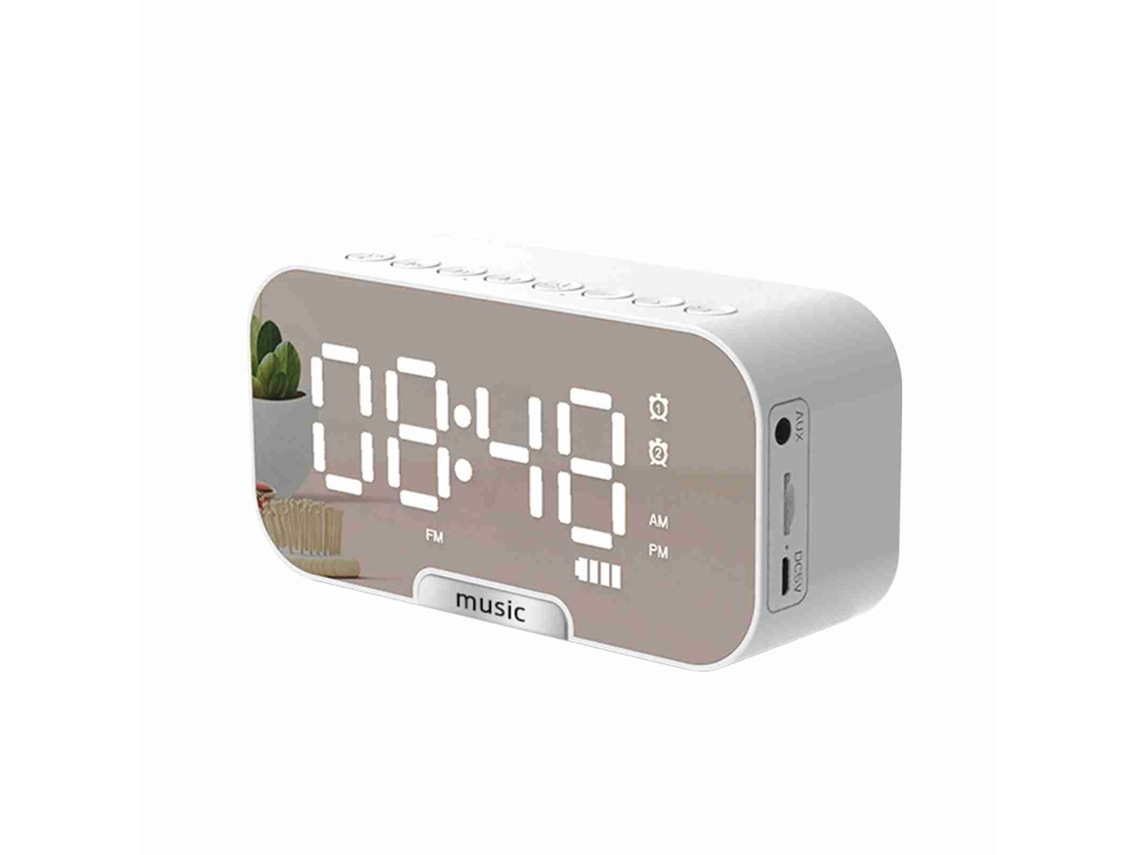 2026-reloj Despertador Digital Con Espejo Altavoz Bt Radio Fm Dual Alarma Carga Usb Soporte Teléfono 3 Niveles Brillo