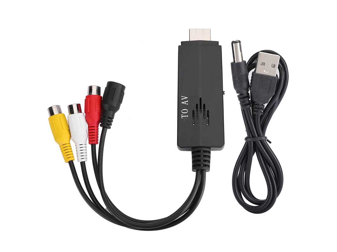 Convertidor HDMI a AV, adaptador de cable RCA HD 1080p macho a