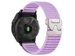 Pulsera Garmin (22 mm) - Nylon trenzado - Diseño de montaña - Hebilla de paracaídas - Puntas metálicas color morado jacinto