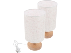 Lámpara De Mesilla De Noche De Tela Beige Para Dormitorio