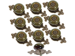 Juego De 10 Tiradores Verdes Para Puertas Y Cajones, Herrajes Decorativos.