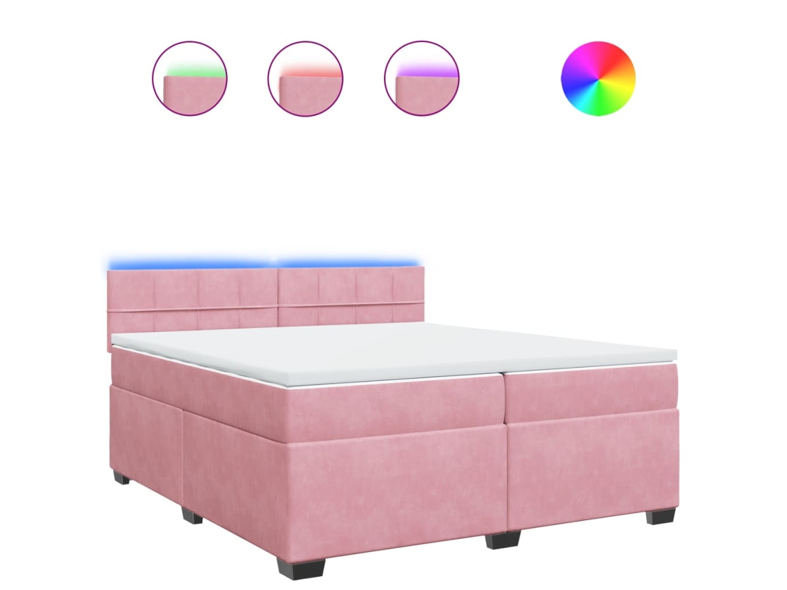 Maison Exclusive - Cama Box Spring Con Colchón Terciopelo Rosa 200x200 Cm
