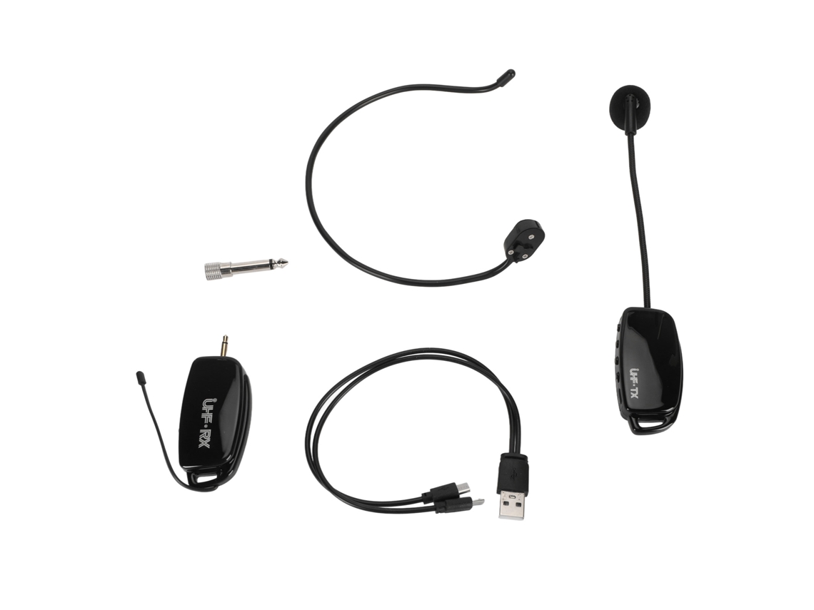 Micrófono Inalámbrico Uhf Con Auriculares, Reducción De Ruido, Recargable Y Con Pantalla Led Para Uso Docente Y Escénico.